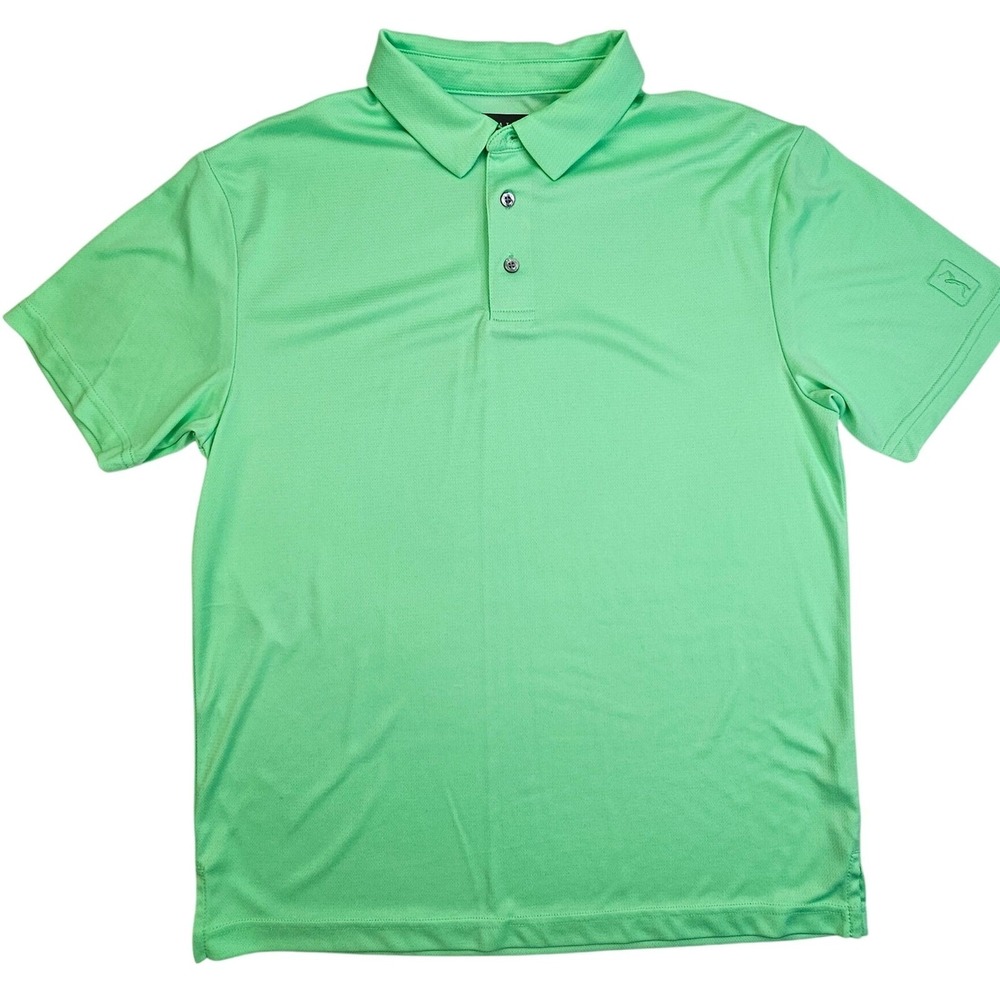 PGA Tour Mens Medium Mint Green Short Sleeve Performance Golf Polo Shirt